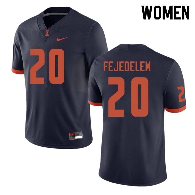 Women #20 Clayton Fejedelem Illinois Fighting Illini College Football Jerseys Sale-Navy